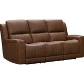 Pierce Zero Gravity Power Recline Sofa w/ Power Head Rest, Lumbar & Table in Cinnamon Brown Leather